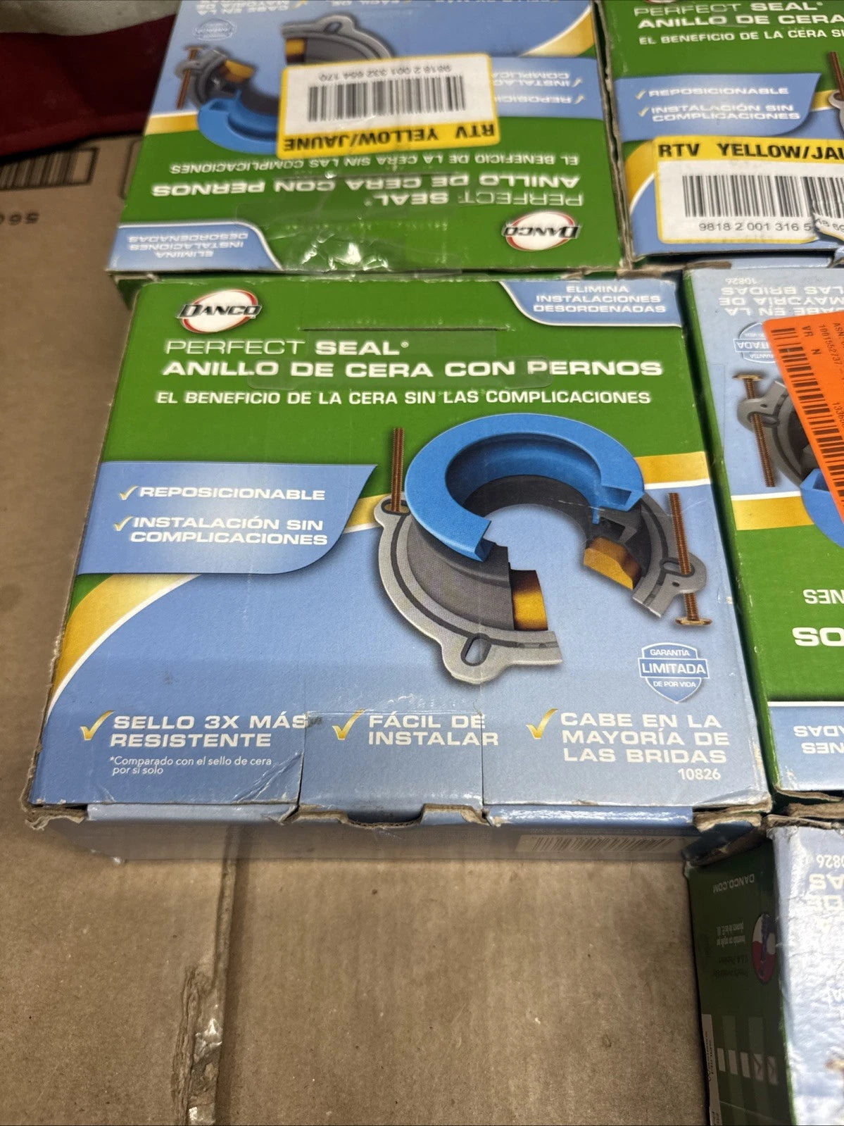 7pk Danco Perfect Seal, 10826, Toilet WaxRing Missing Bolts, OB