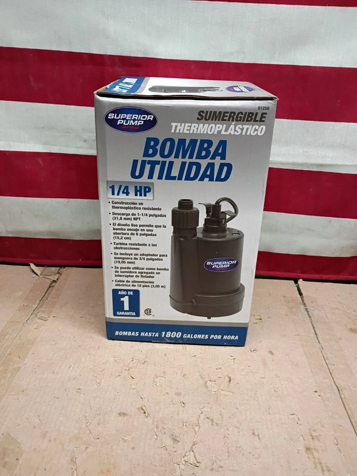 Barracuda 1/4 HP Thermoplastic Submersible Utility Pump 1800 GPH Max Flow Rate