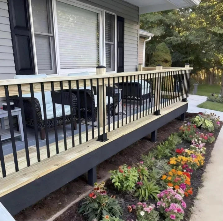 25 Pack 36" Black Aluminum Rectangle Deck Balusters with End Caps&Stainless...