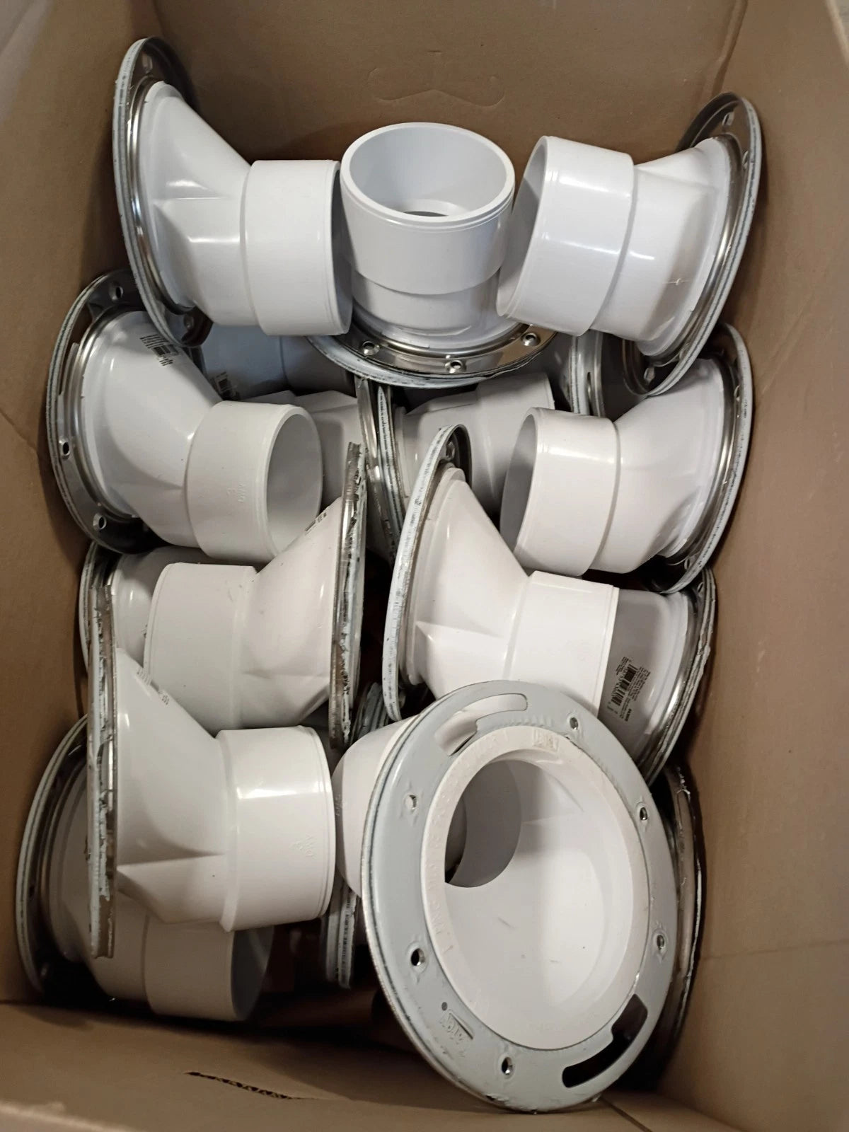 Lot Of 20 Oatey 43605 3" PVC Open Offset Toilet Flange with Stainless Steel Ring