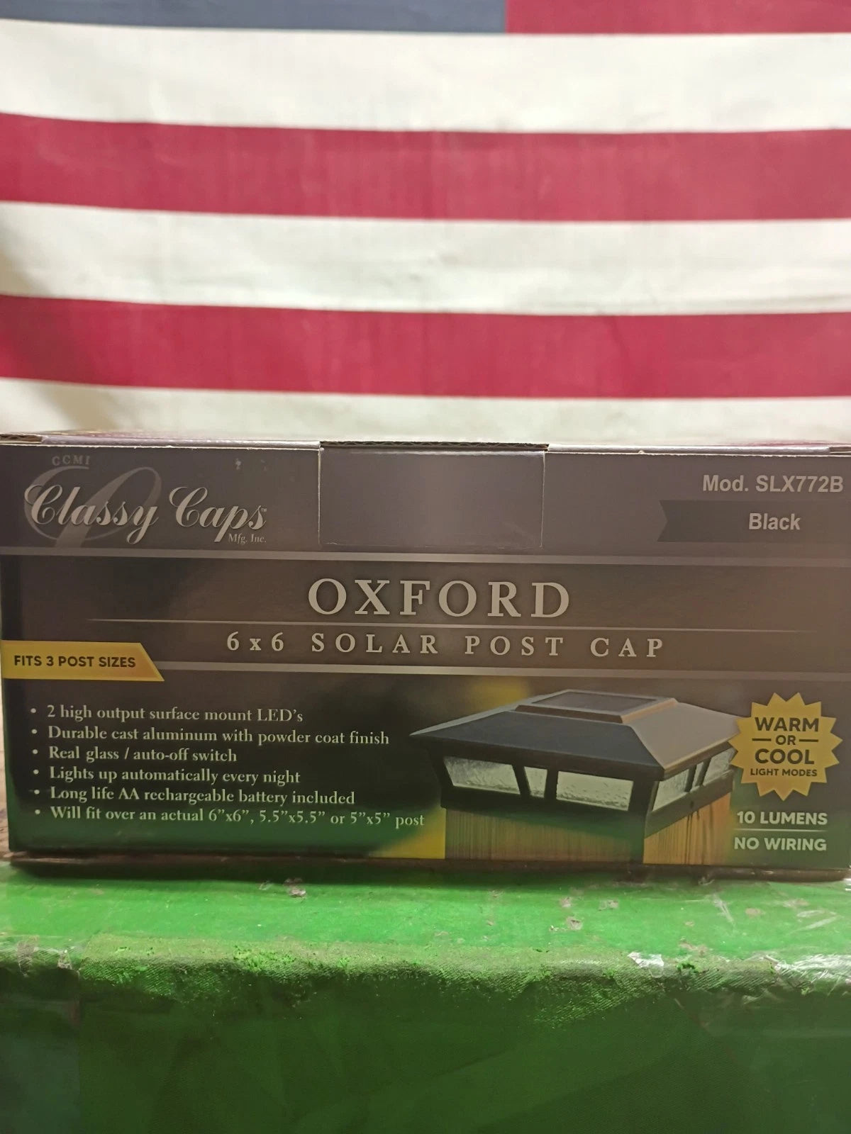 2pk SLX772B Classy Caps Solar 6-in x 6-in Black LED Outdoor Post cap light OB