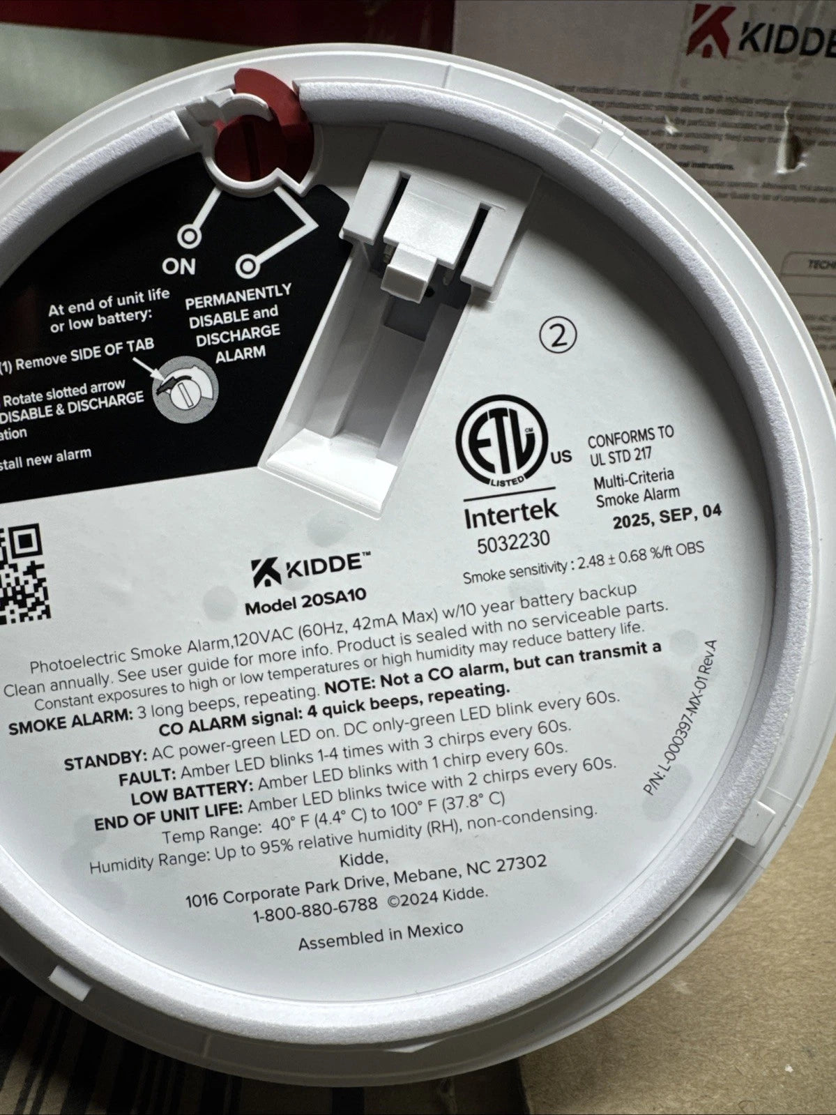 Kidde Smoke Alarm Model 20SA10 Hard Wired Detector 10 Year battery 4 Pack