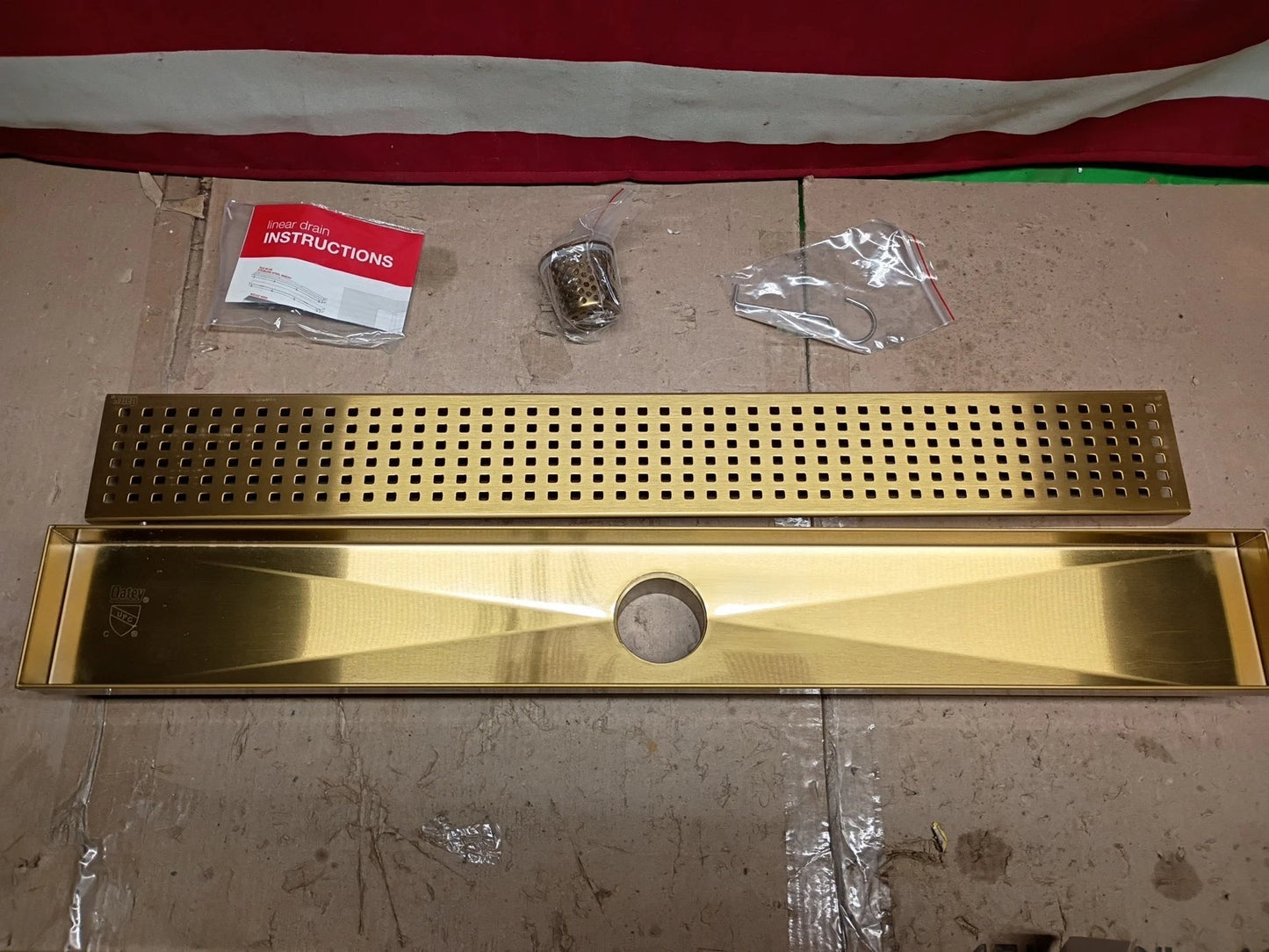 Oatey Designline 24" Linear Shower Drain Gold with Square Pattern Drain Cover,OB