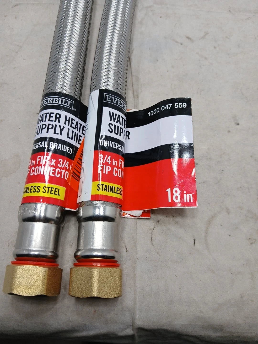 2pk Everbilt Water Heater Supply Line Stainless Steel 3/4" FIP x 3/4x 18"