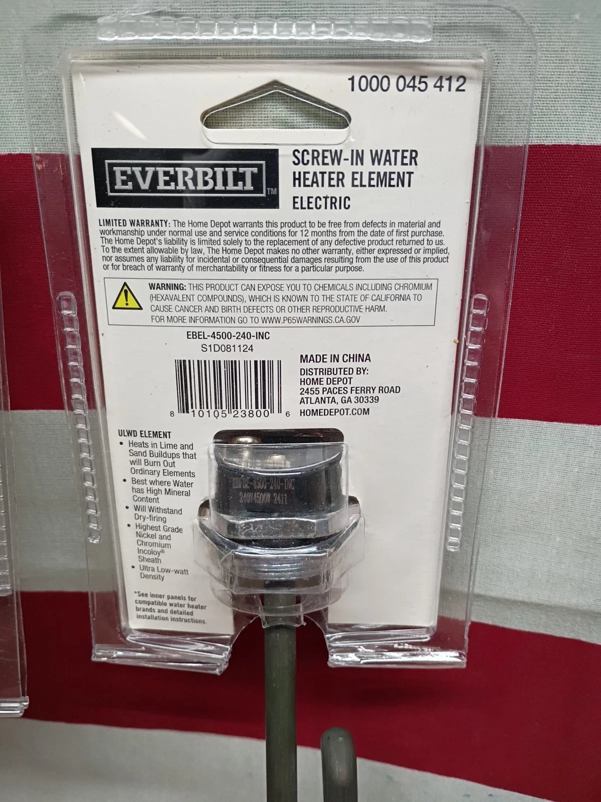 5pk Everbilt 4500W Fold-Back Screw-In Alloy Water Heater Element Stainless Steel