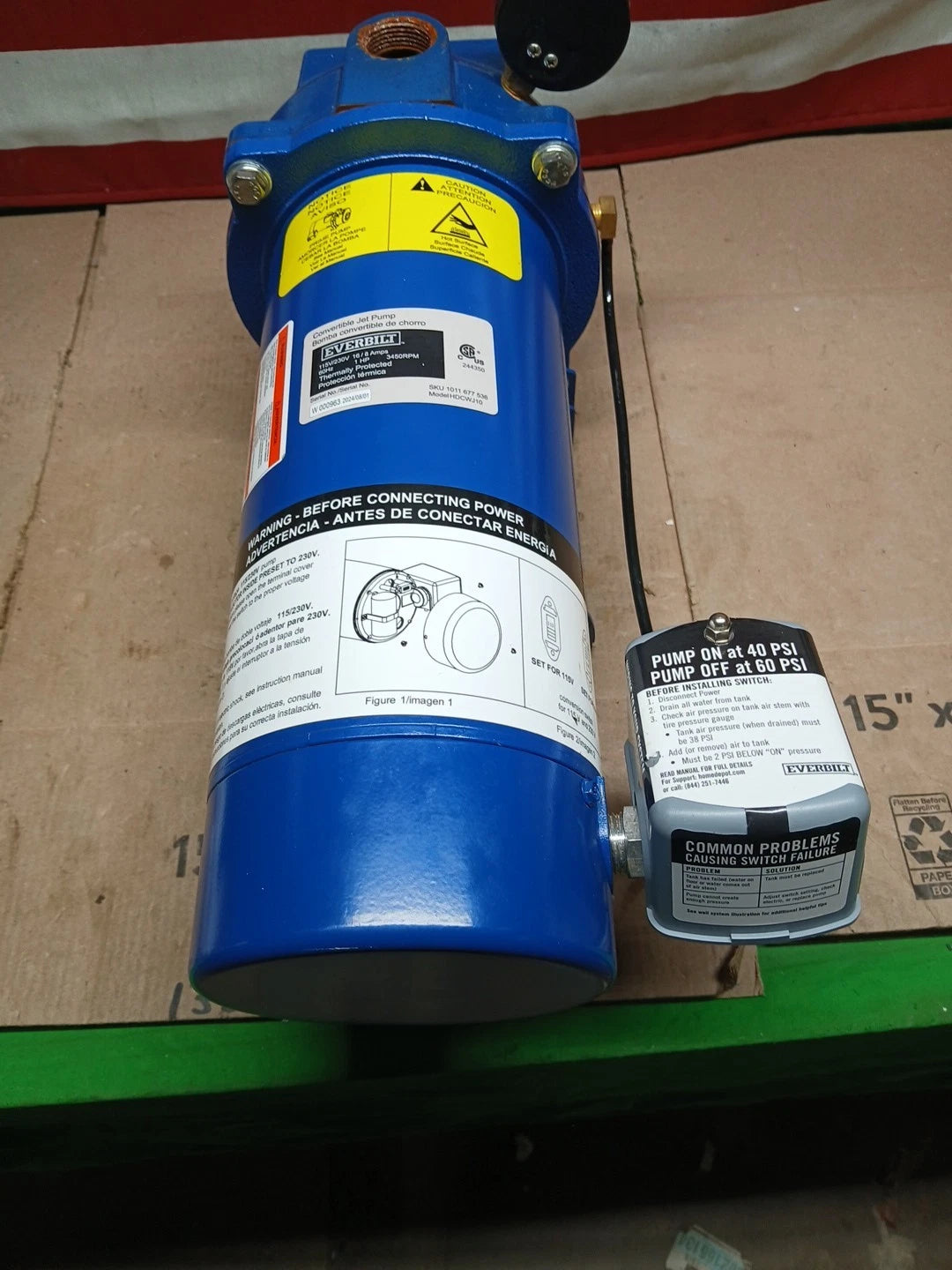 Everbilt 1 HP Professional Convertible Jet Pump. Read Description*PARTS ONLY*
