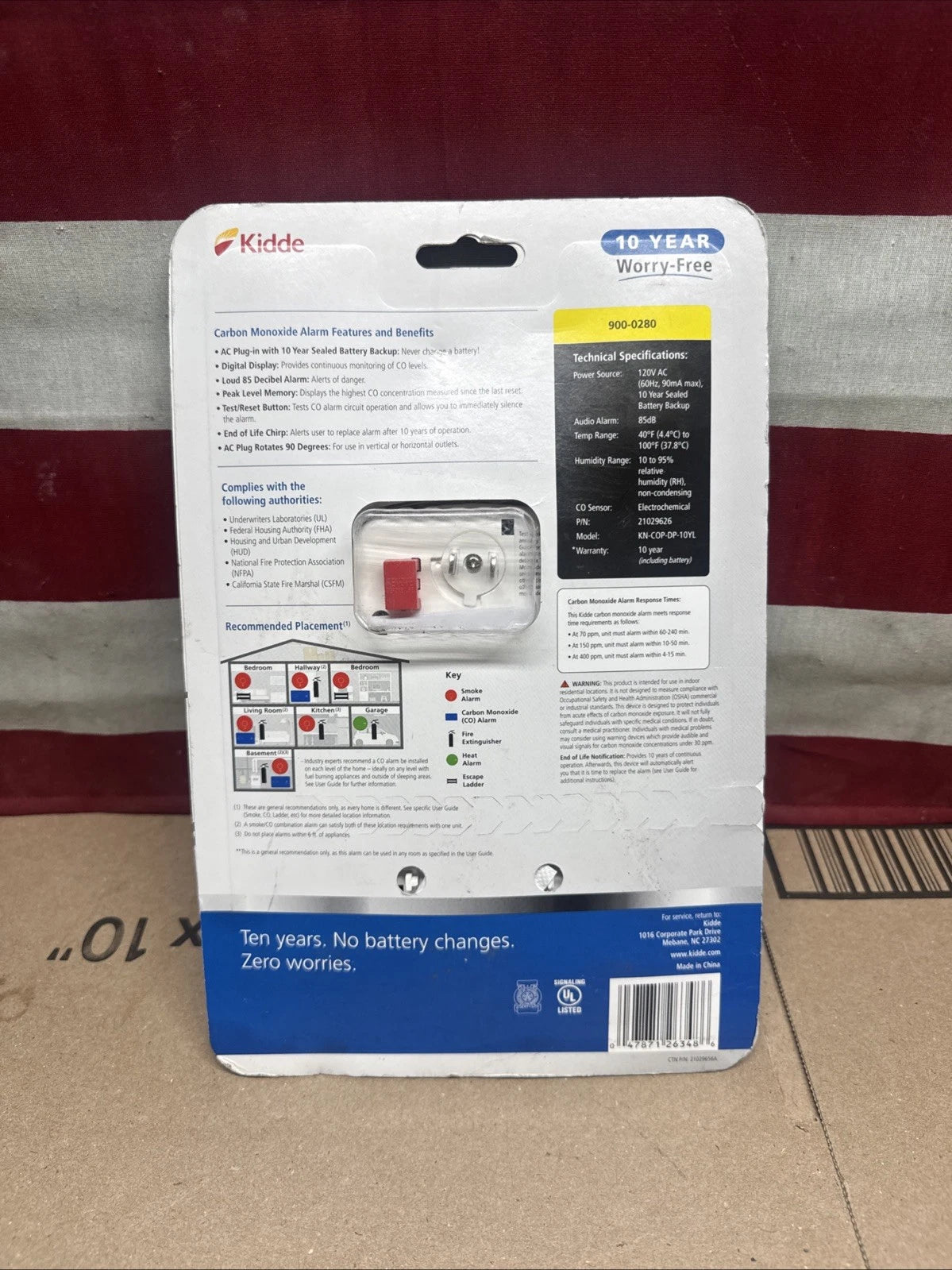 Kidde AC Plug-in & Battery Backup Carbon Monoxide Detector Alarm 900-0280 - NEW
