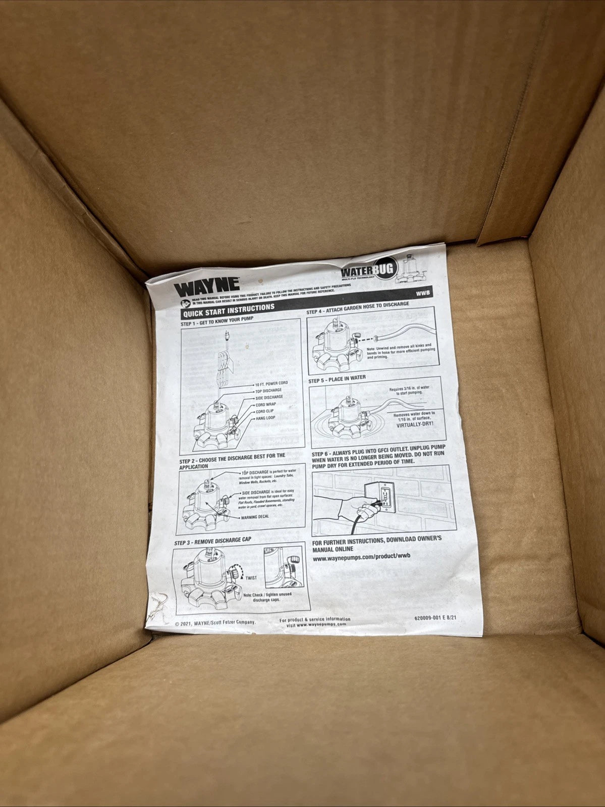 Wayne 1/6 HP WaterBUG Submersible Utility Pump with Multi-Flo Technology USED,