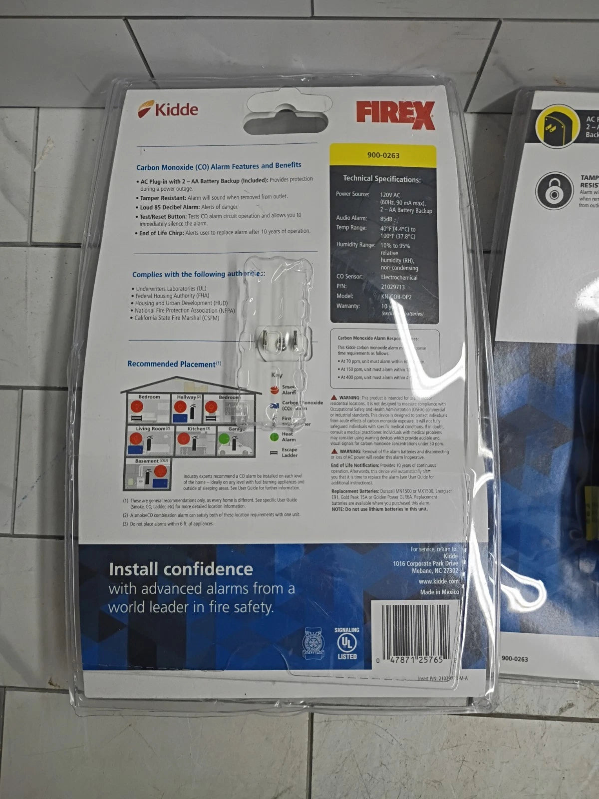 2PK Kidde 21027451 Plug In Carbon Monoxide Alarm with Battery Back-Up New