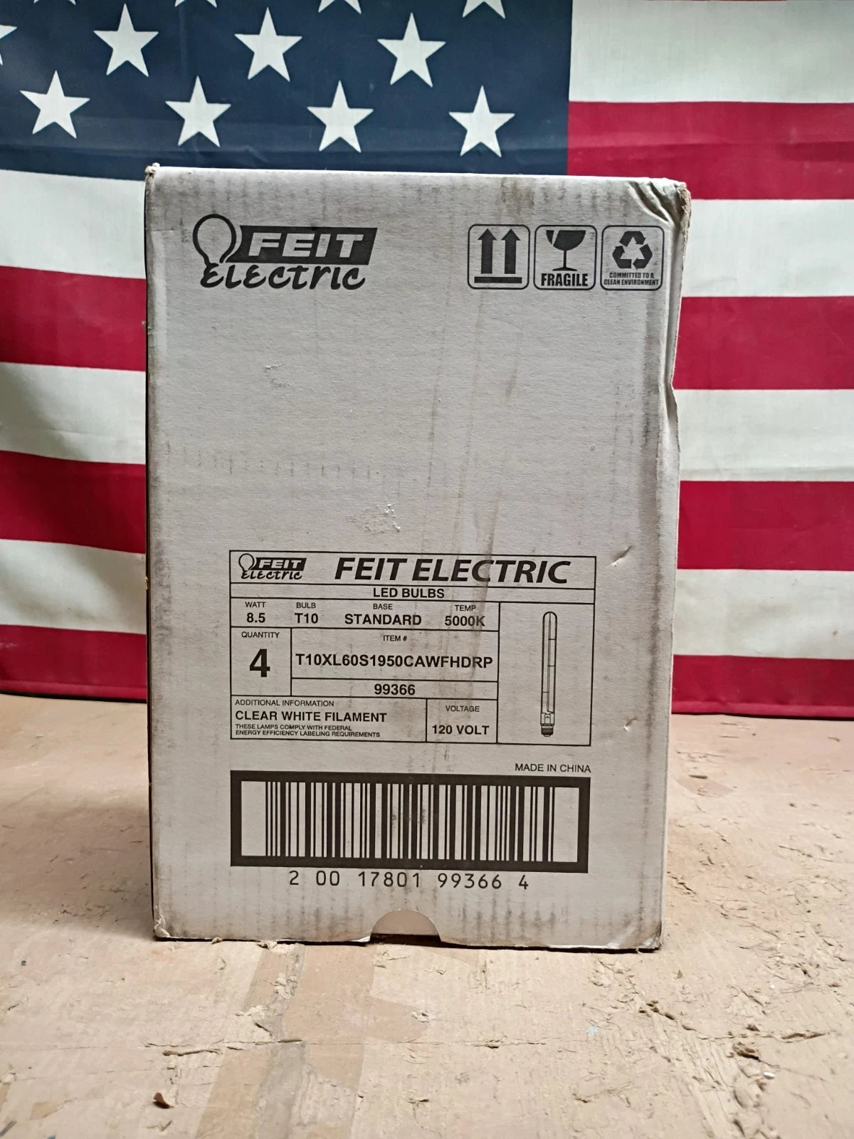 4pk 60-Watt Equivalent T10XL Dimmable Straight Thin White Filament Clear Glass