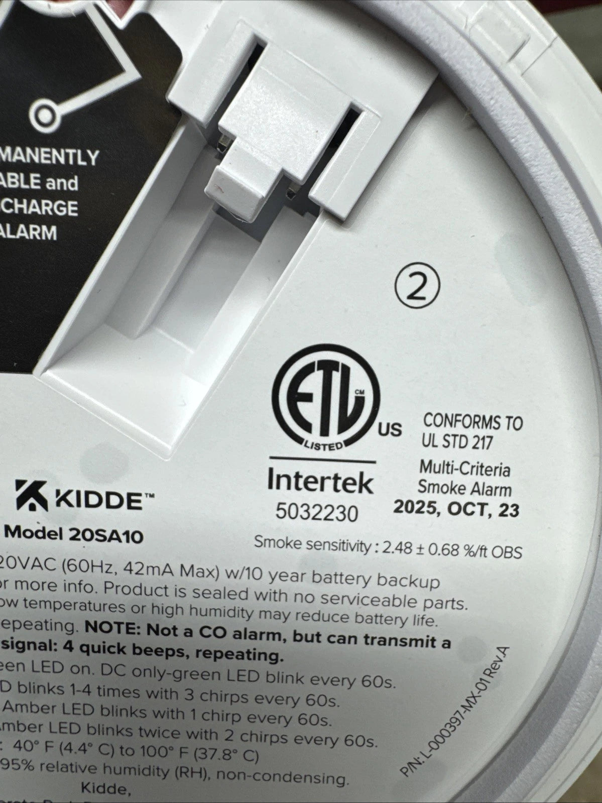 Kidde 20SA10 Hardwired Smoke Detector with Photoelectric sensor New Open Box