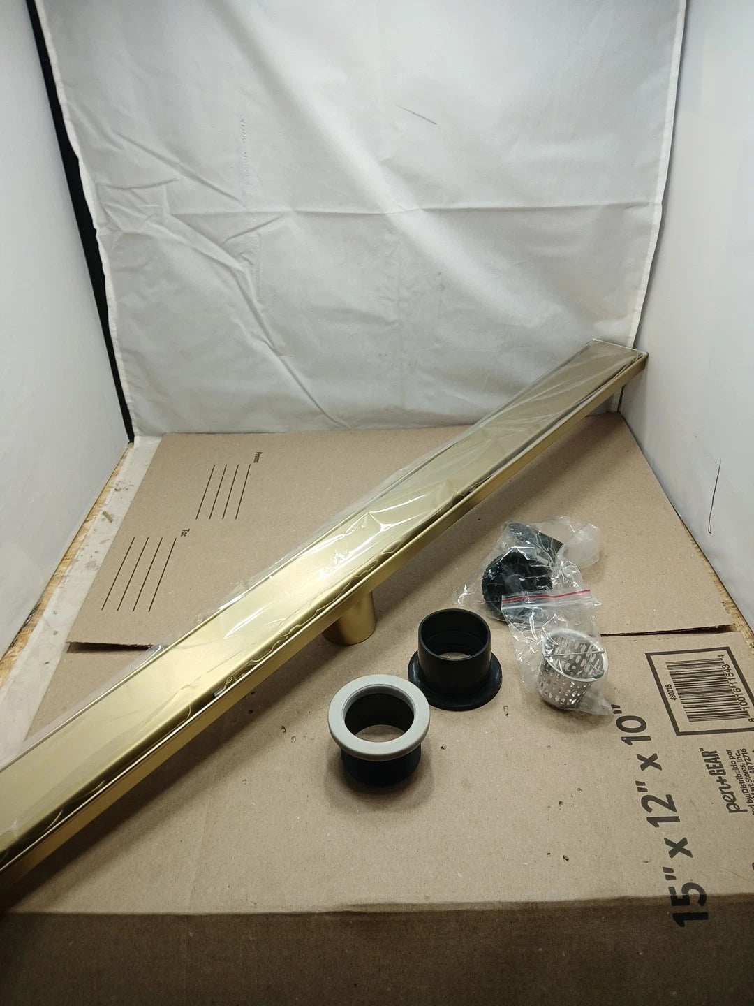 RAINLEX 36 in Stainless Steel Linear Shower Drain Tile-in Cover Brushed Gold.
