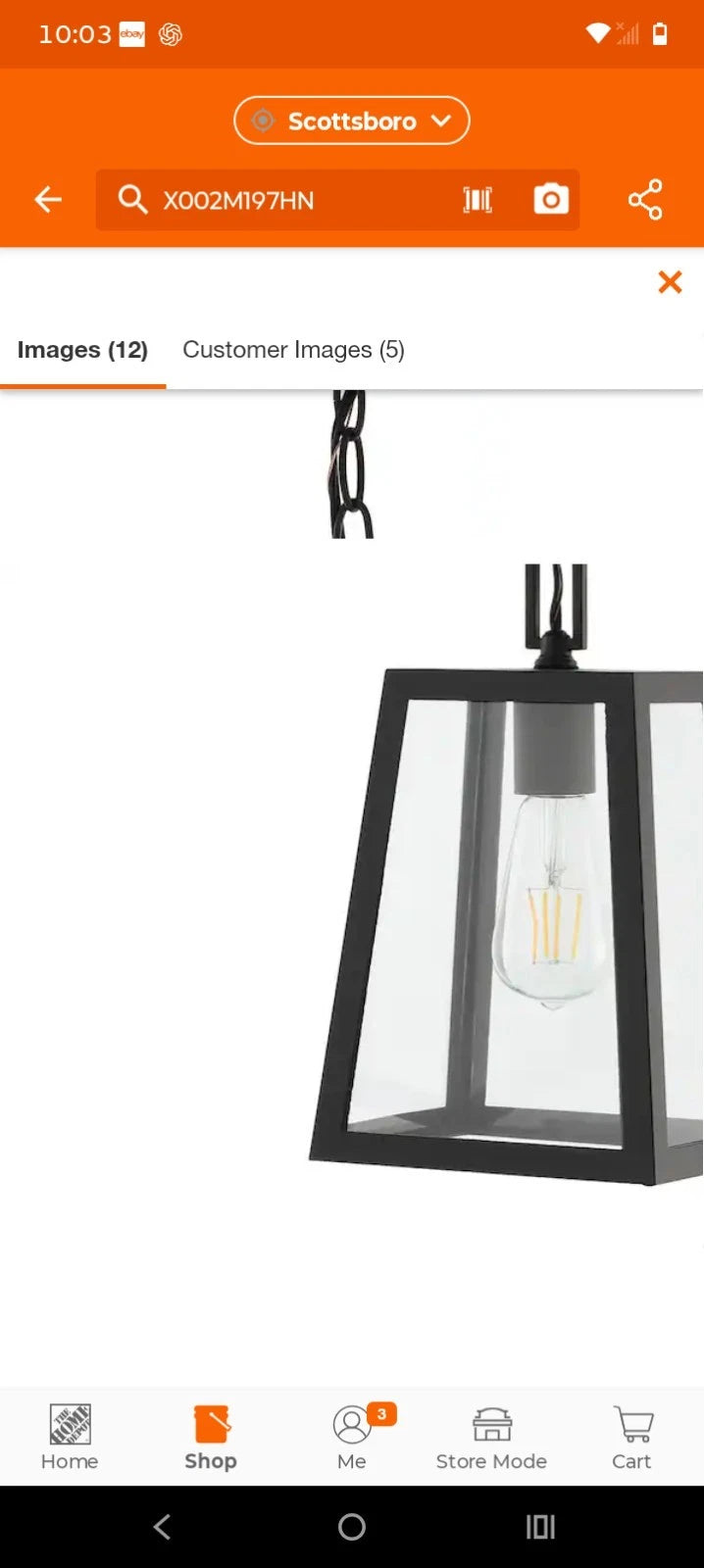 Glendale 6.75 in. 1-Light Black/Clear Outdoor LED Pendant Farmhouse Open Box