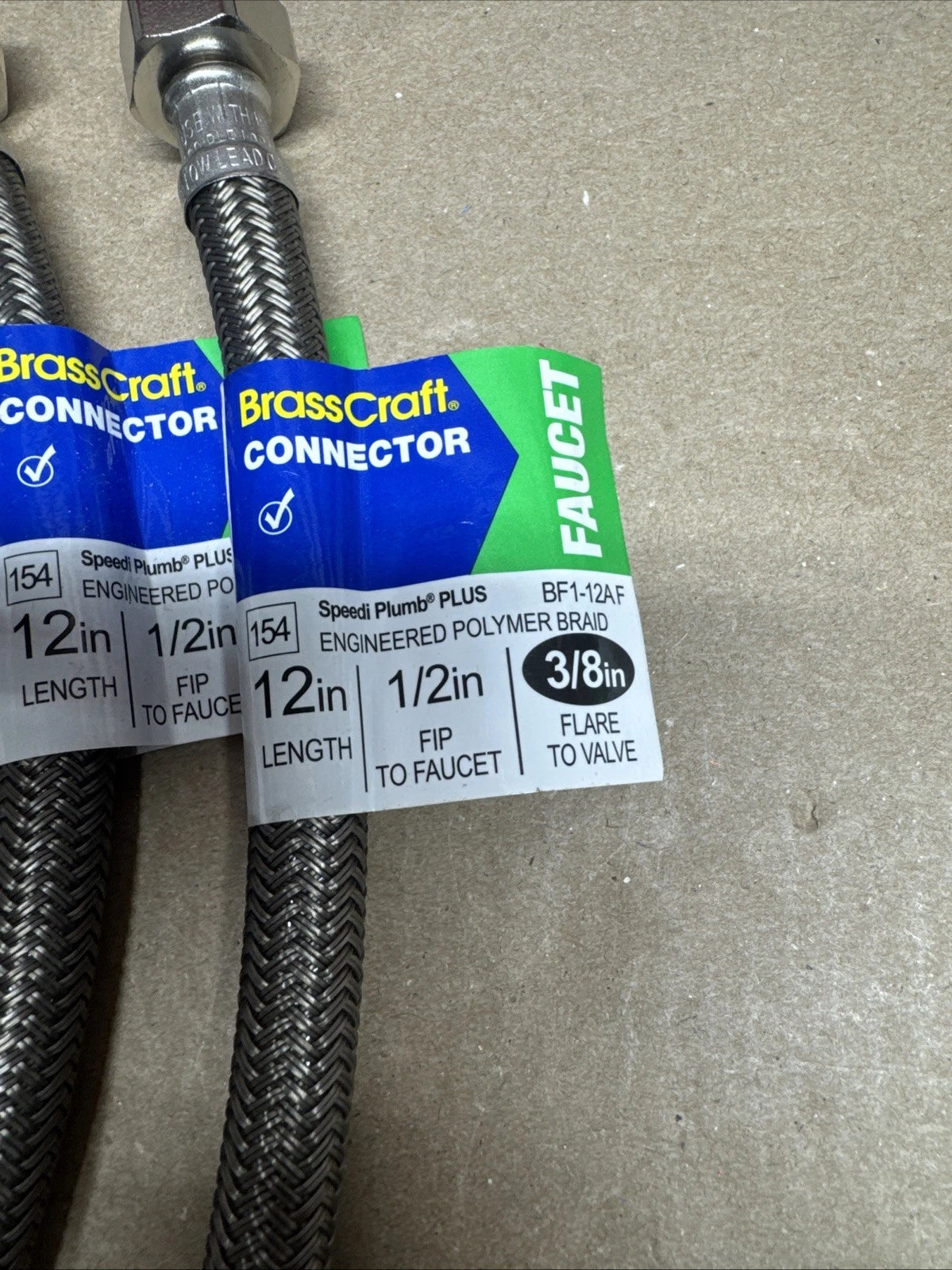 Lot Of 6 BrassCraft Braided Polymer Faucet Connector 3/8" Flare x 1/2" FIP x 12