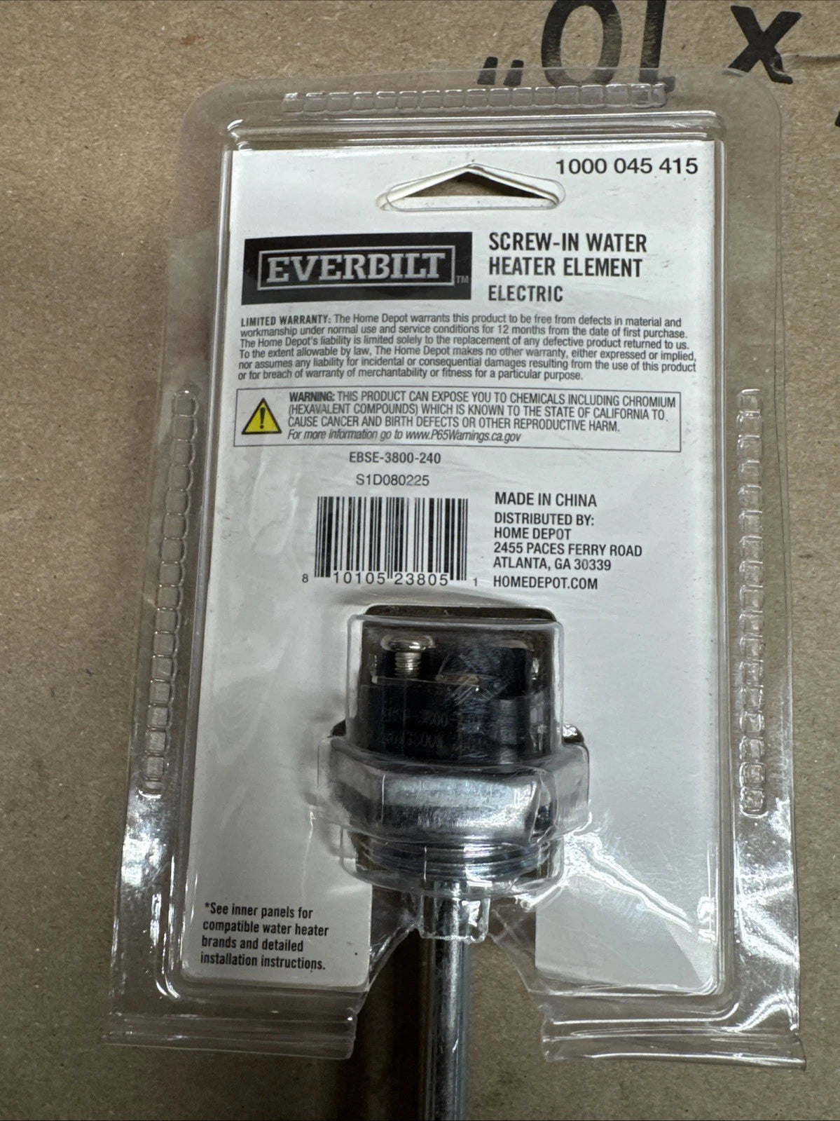 3 Pk Everbilt HWD Water Heater Element 3800W 240V EBSE-3800-240