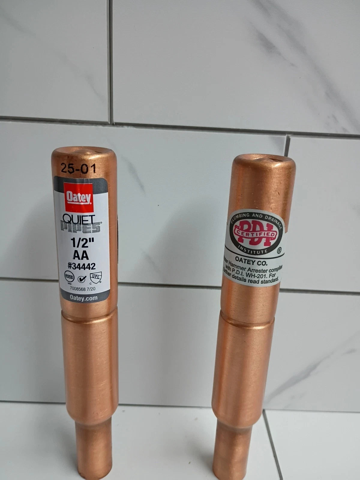 2Pk Oatey 34442 : 1/2" Male Quiet Pipes SWT/Press AA Straight Hammer Arrestor