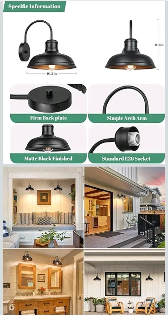4Pk Wall Lamps Barn Farmhouse Gooseneck Wall Mount - Bronze - Open Box