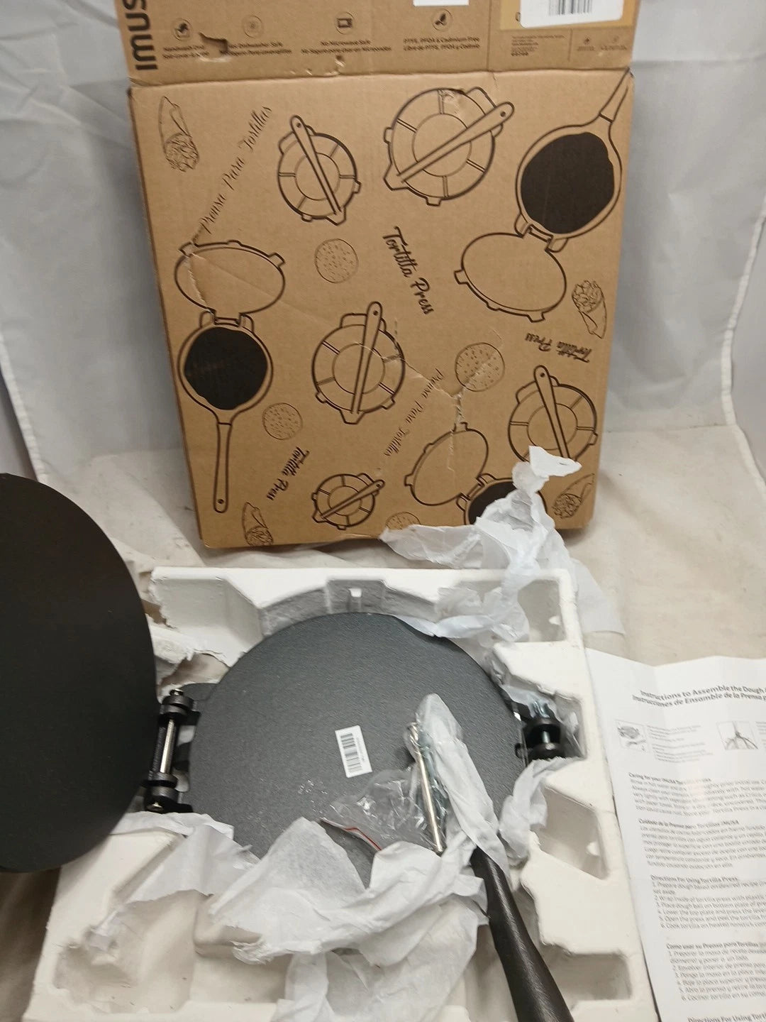 IMUSA USA Cast Iron Tortilla Press 8-Inch, Black (New Open Box)