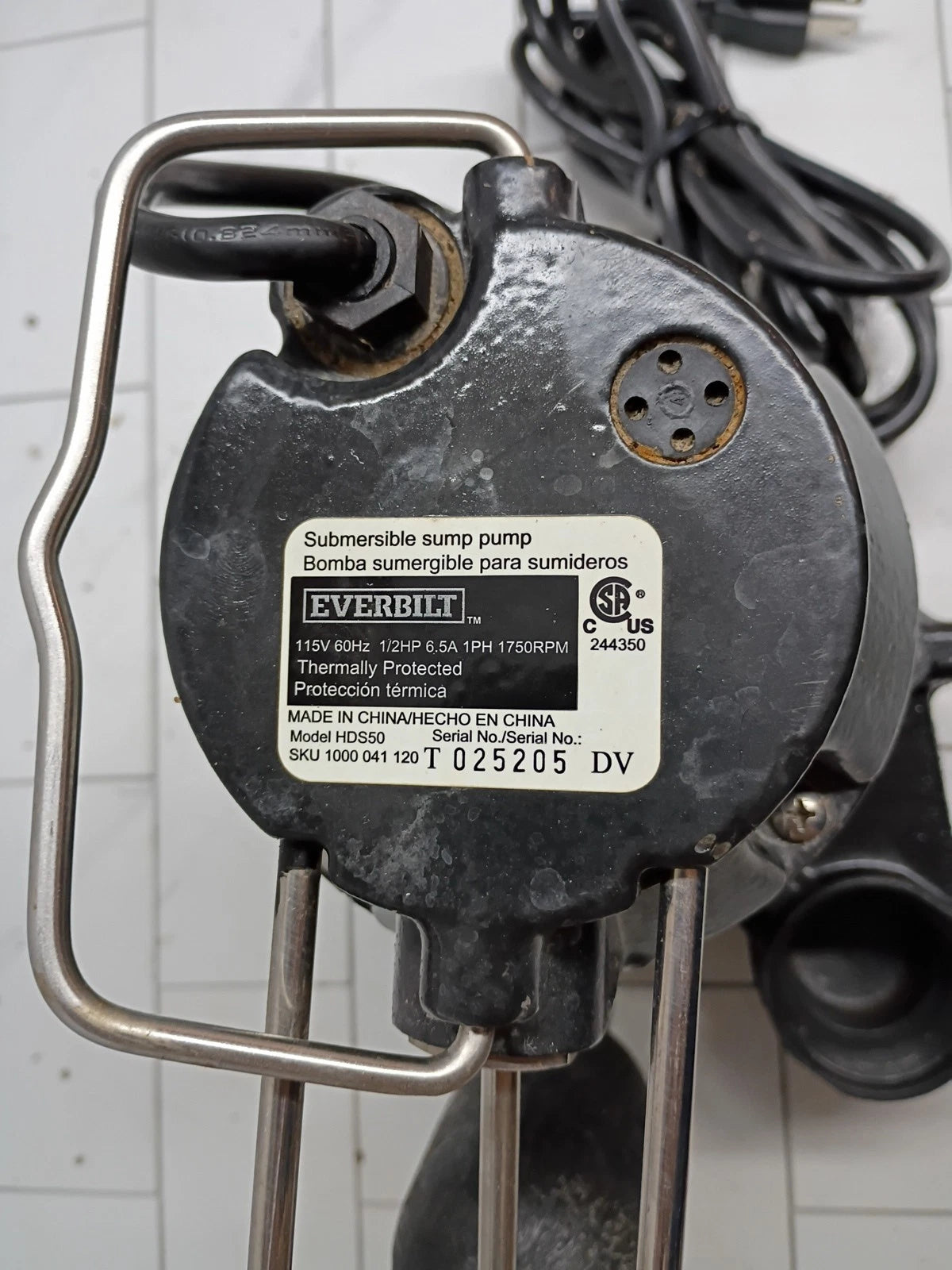 Everbilt HDS50 1/2 HP Cast Iron Sump Pump USED Read Description
