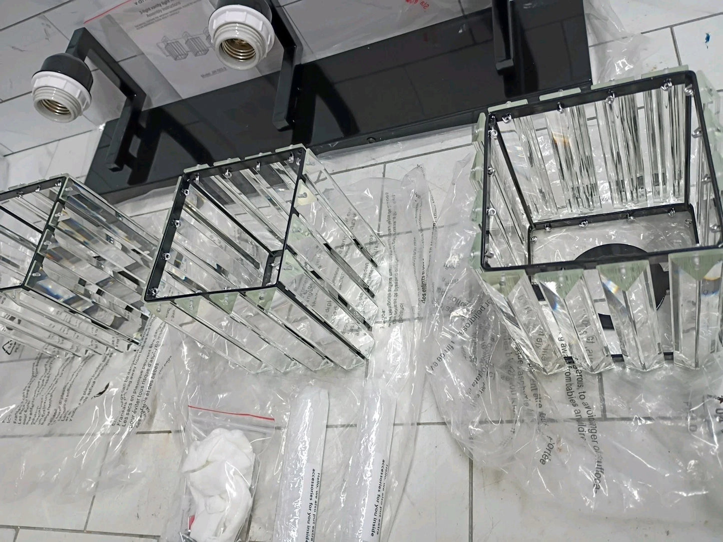Crystal Vanity Light Aipsun 8461-3T Black, Open Box