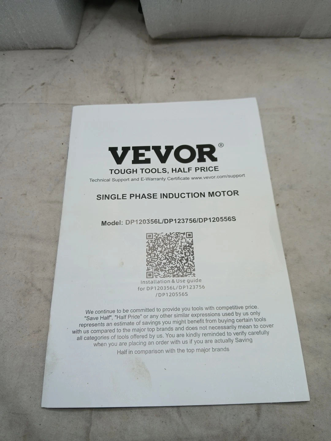Induction motor Model #DP120356l VEVOR NEW OB Tested Work Great