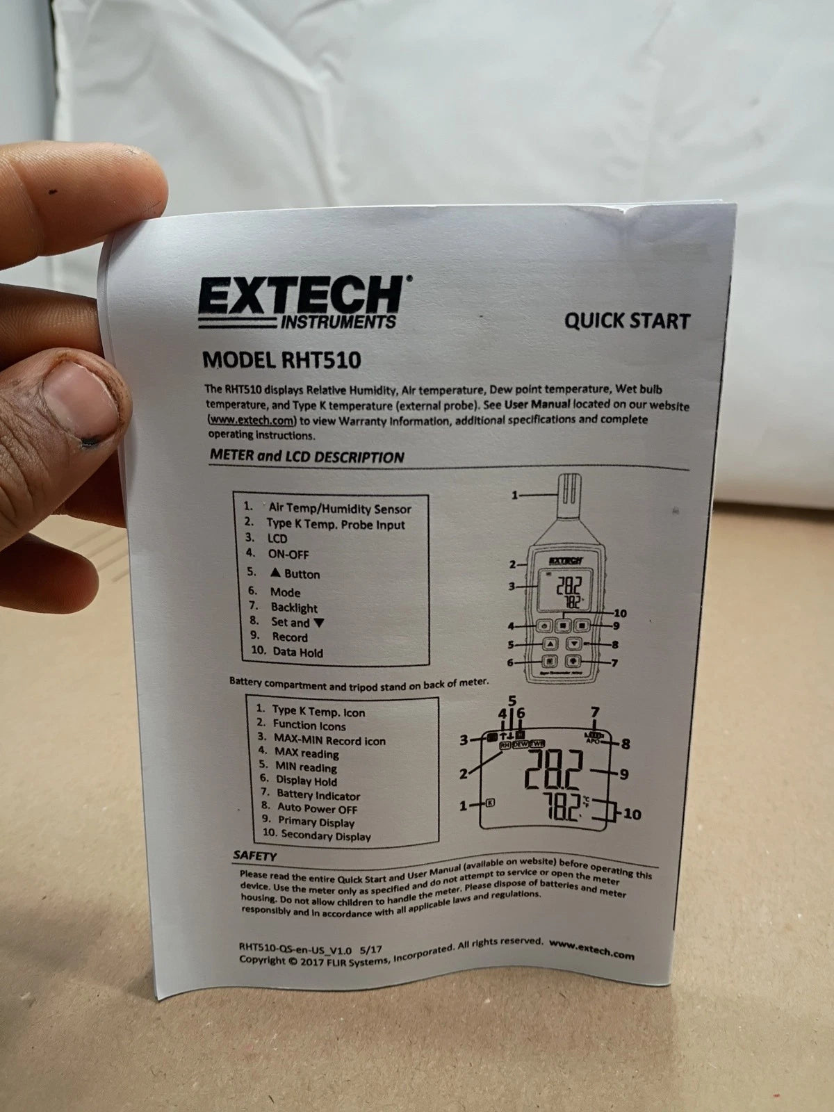 EXTECH RHT510 Hygro Thermometer,Pocket Style 453A52