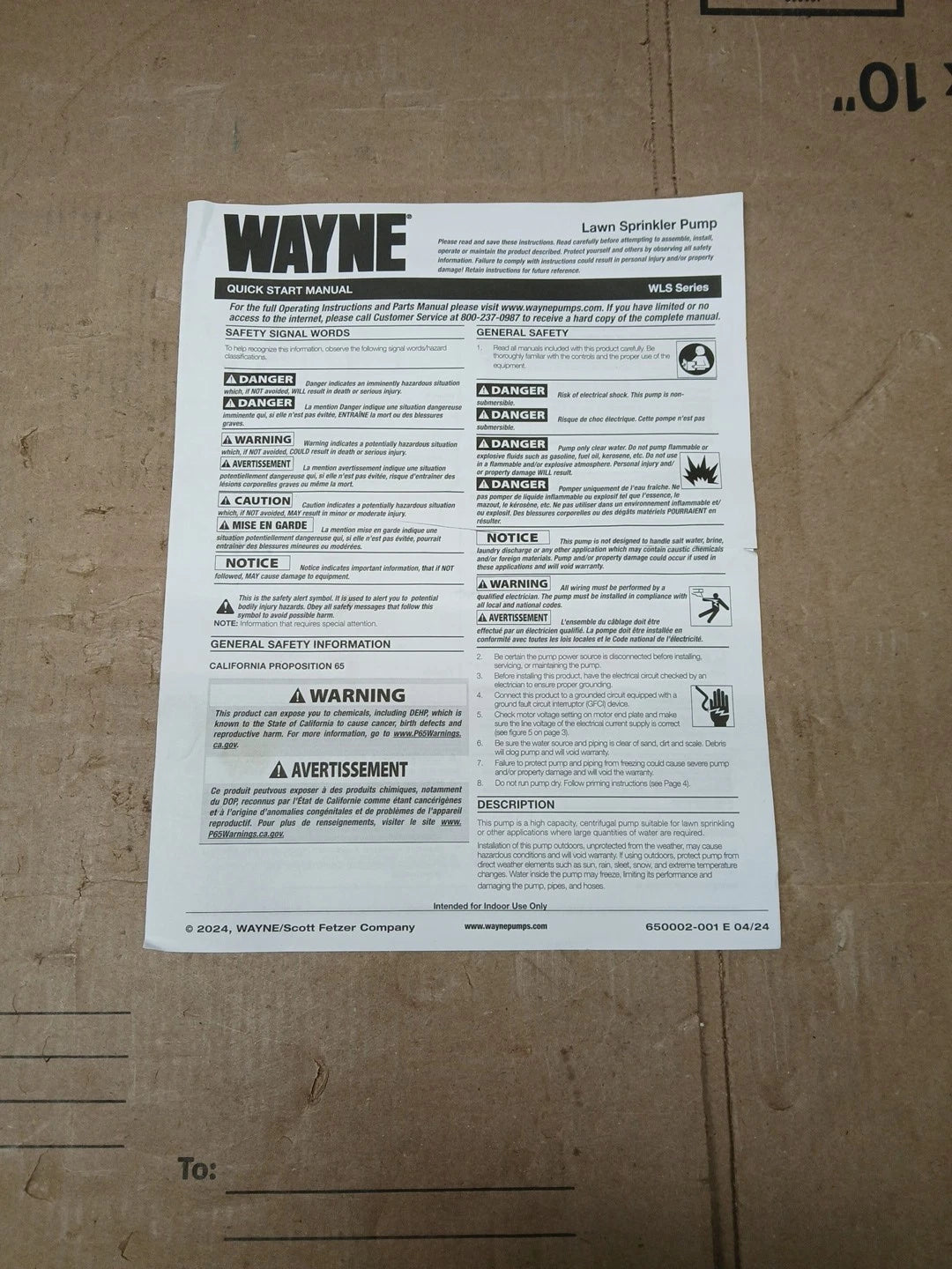 Wayne 1-1/2 HP Cast Iron Quick-Prime Lawn-Sprinkler Pump. NOB-..