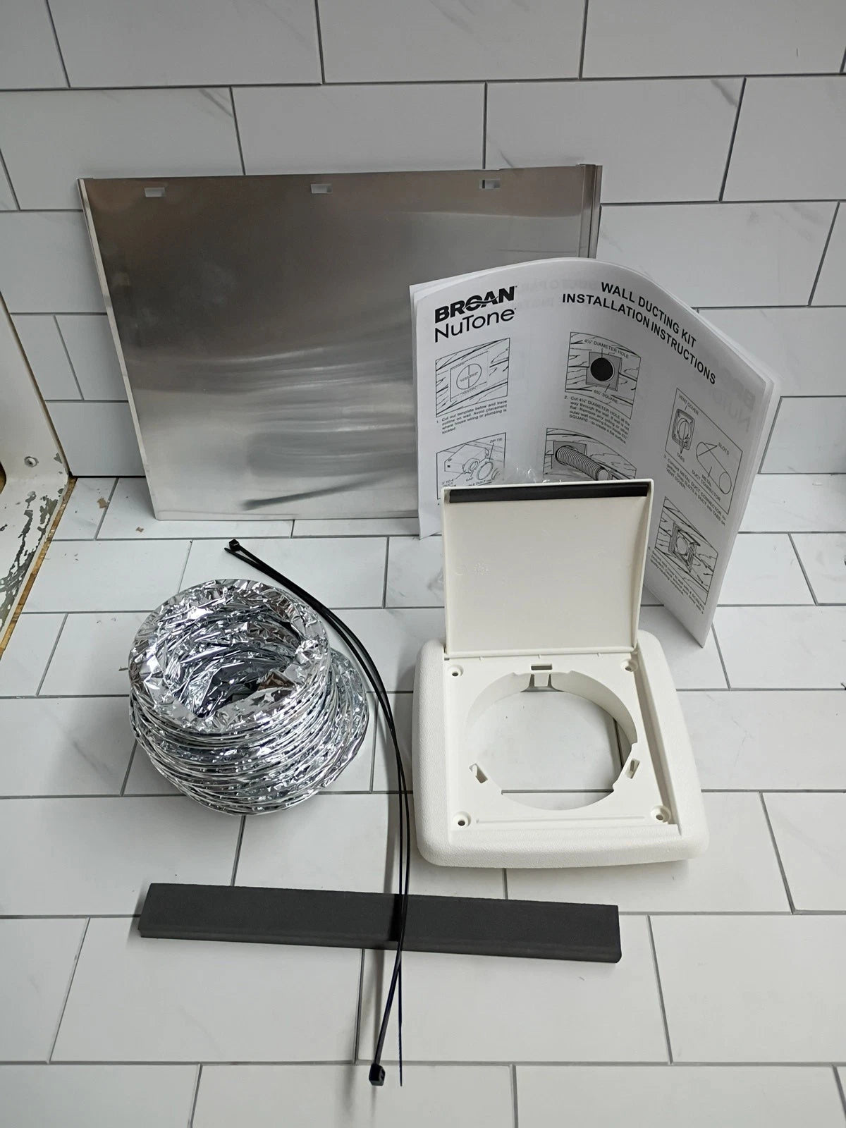 2pk Broan-NuTone WVK2A Flexible Wall Ducting Kit White Vent 3"x4" New Open Box