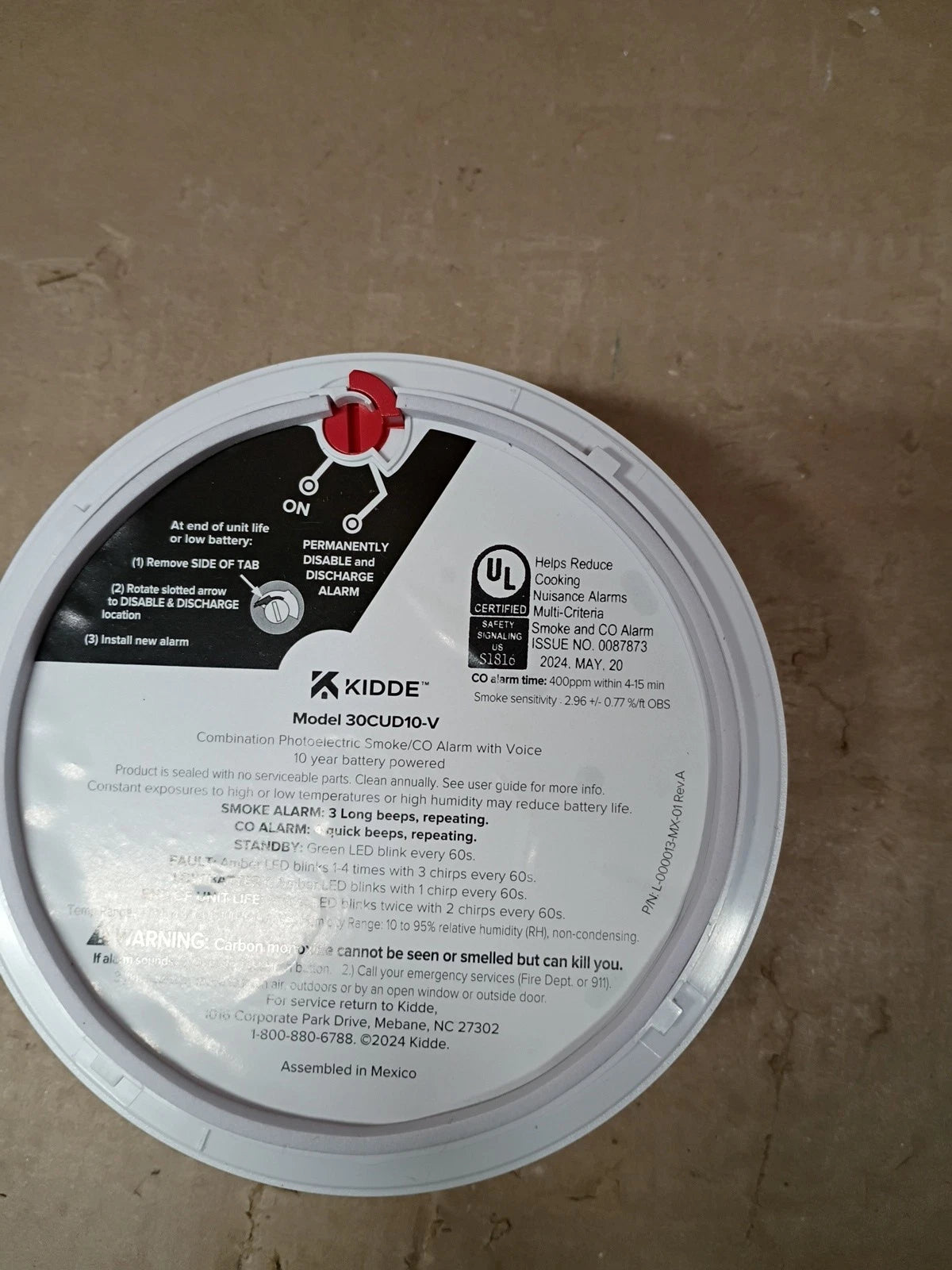Kidde Detect 30CUD10-V Smoke + Carbon Monoxide Alarm - 10Yr Battery (E10038055).