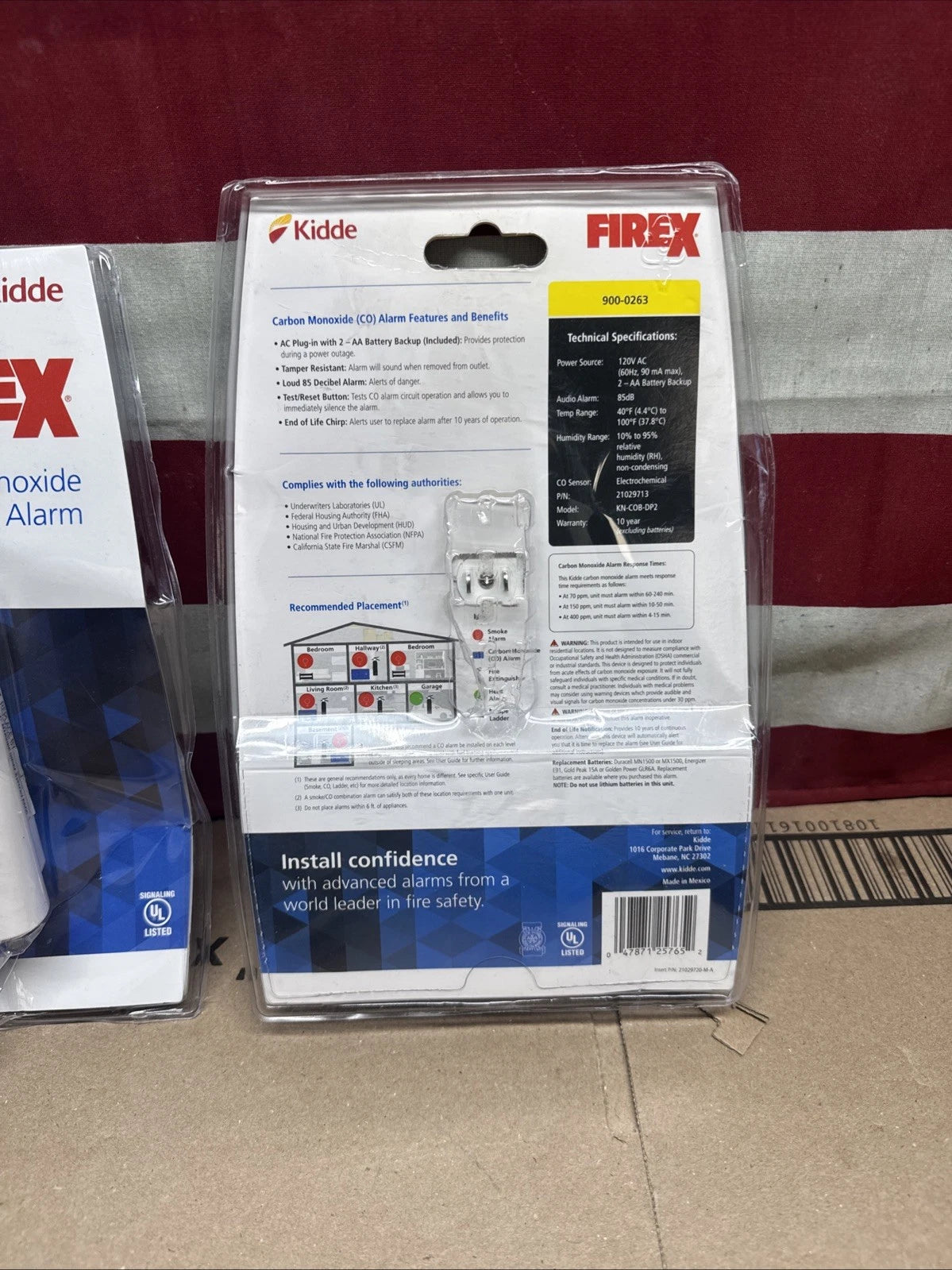 2-Pack Kidde 21027451 Plug In Carbon Monoxide Alarm with Battery Back-Up New