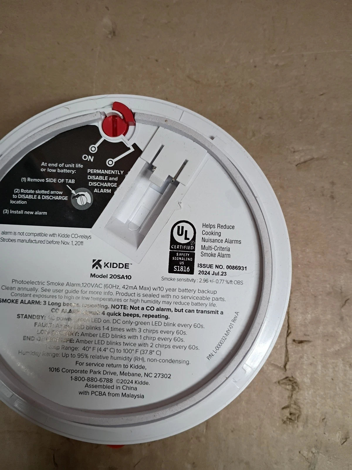 Kidde 20SA10 Hardwired Smoke Detector, 10-Year Battery , Interconnectable