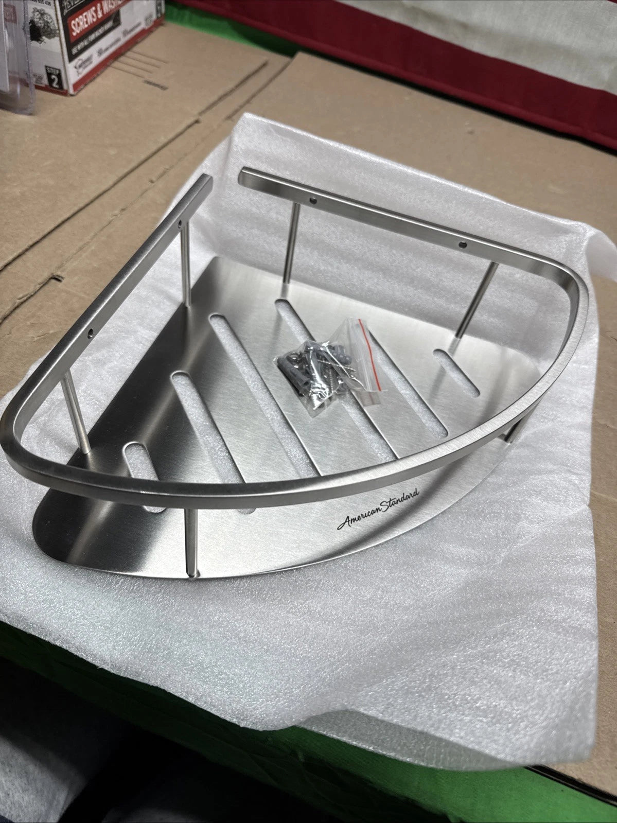 American Standard Passage Corner Shower Shelf in Brushed Metal 1202-008.266.