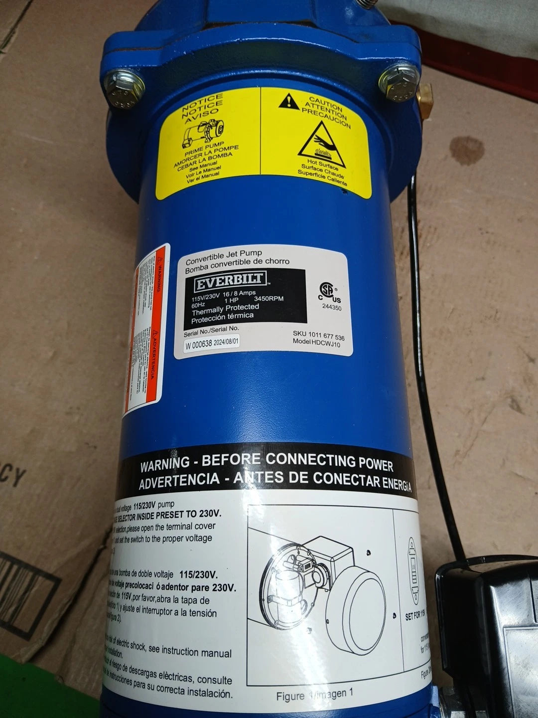 Everbilt 1 HP Professional Convertible Jet Pump *for Parts* Read Description***