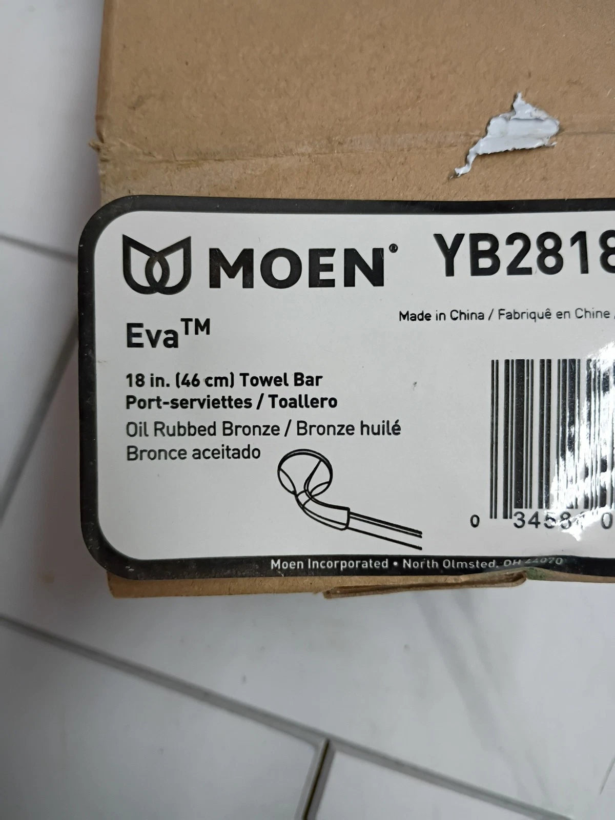 Moen YB2818ORB Eva Collection 18-Inch Single Towel Bar Oil-Rubbed Bronze New OB