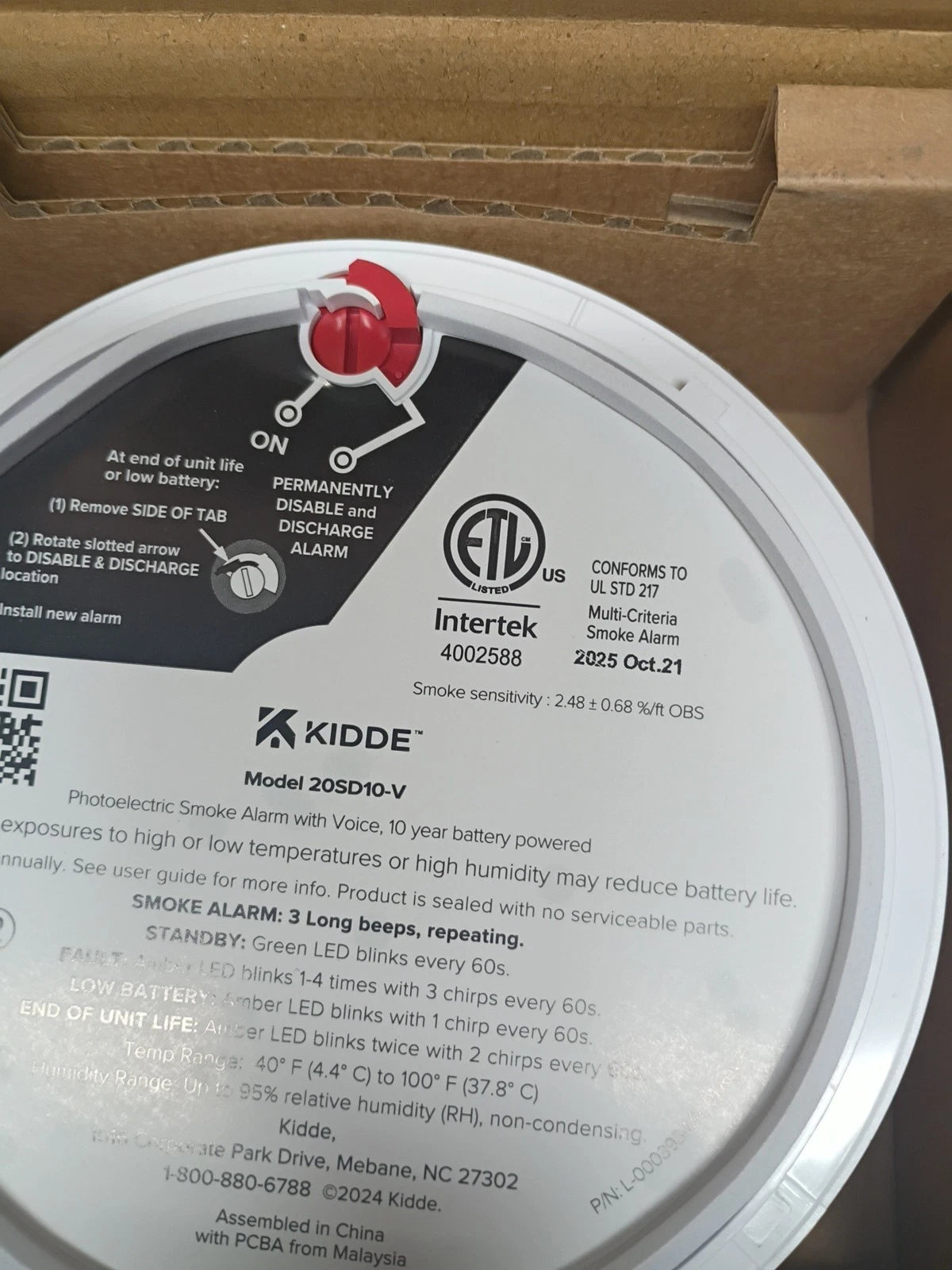 3pk Kidde Smoke Detector, 10-Year Battery Powered, with Voice Alerts 20SD10-V