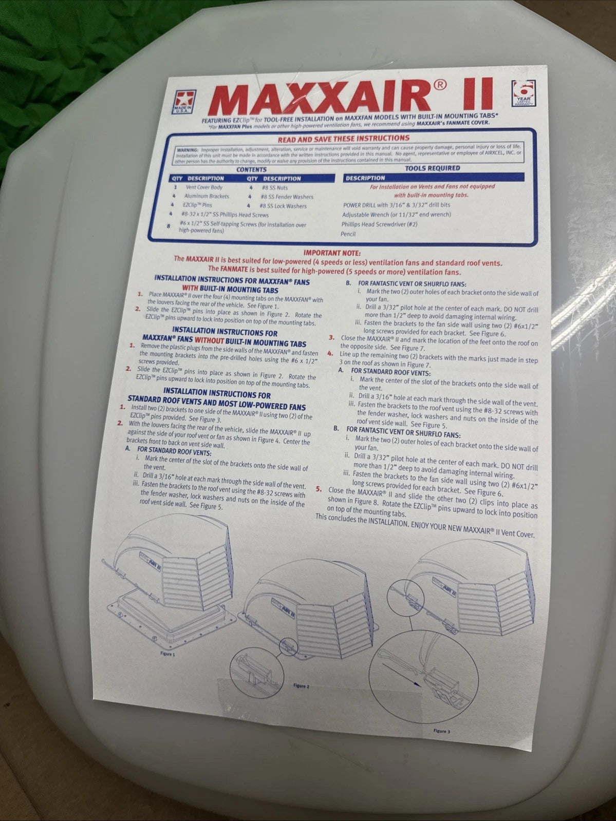 Maxxair II Vent Cover -White 14x14
