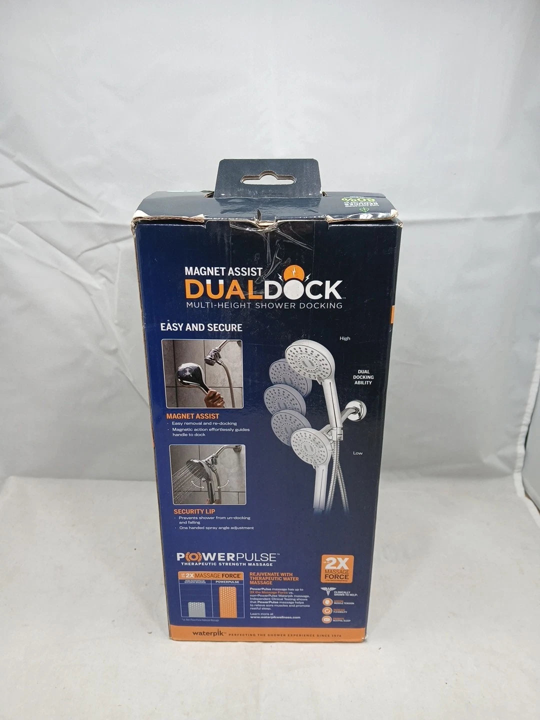 Waterpik 8-Spray Wall Mount Magnet Multi Height Handheld Shower Head 1.8 GPM.