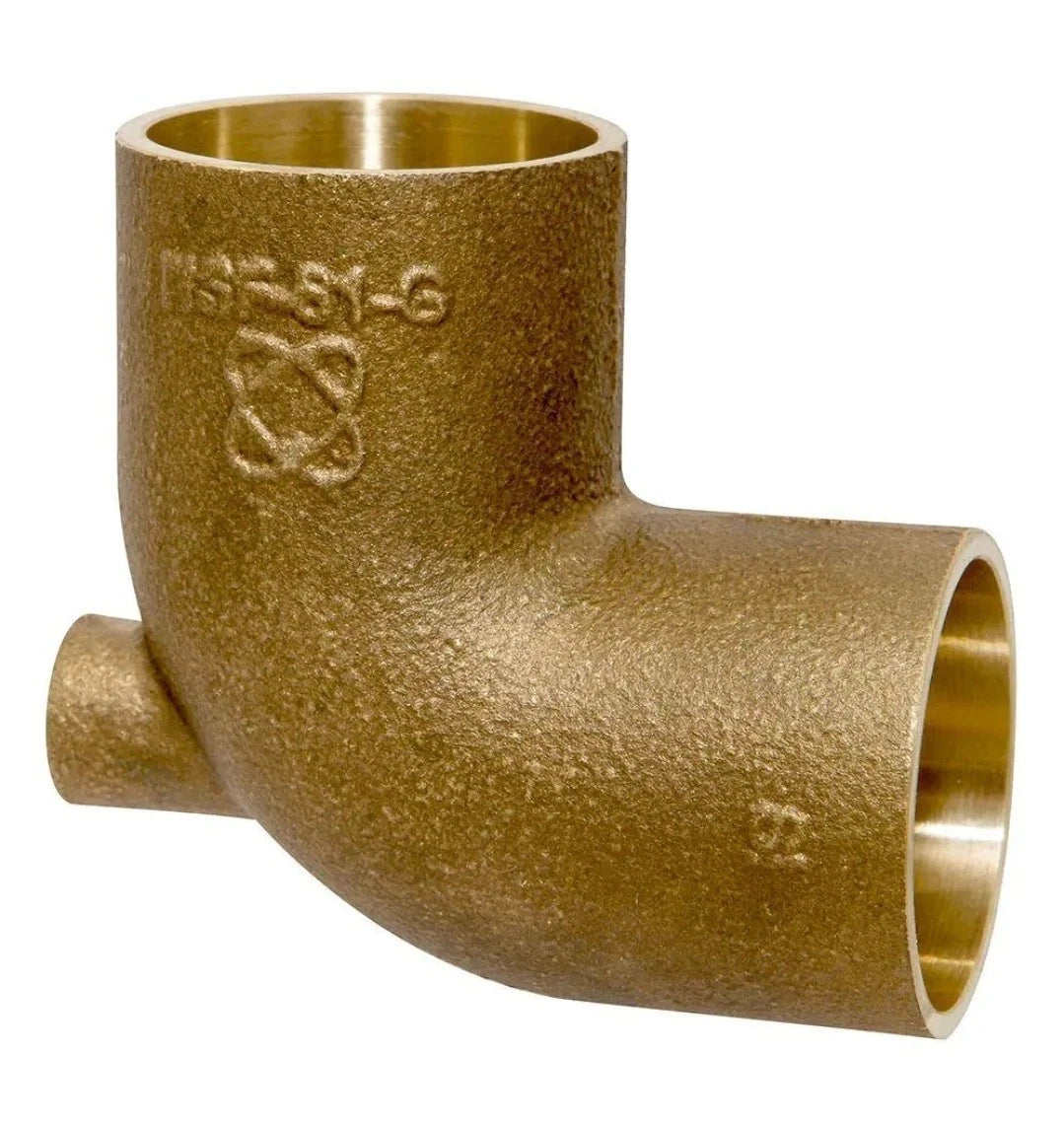22ct Baseboard Tee Fitting ForgedBronze LeadFree Cup x FIP x Cup 3/4 x 1/8 x 3/4