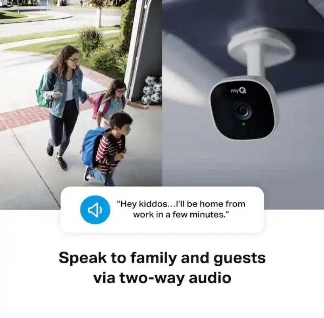 myQ - Smart Garage Security Camera - HD 1080p - Indoor Wi-Fi White OPEN BOX..