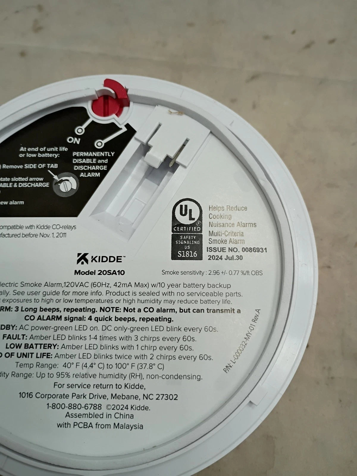 Kidde 20SA10 Hardwired Smoke Detector, 10-Year Battery, Interconnectable