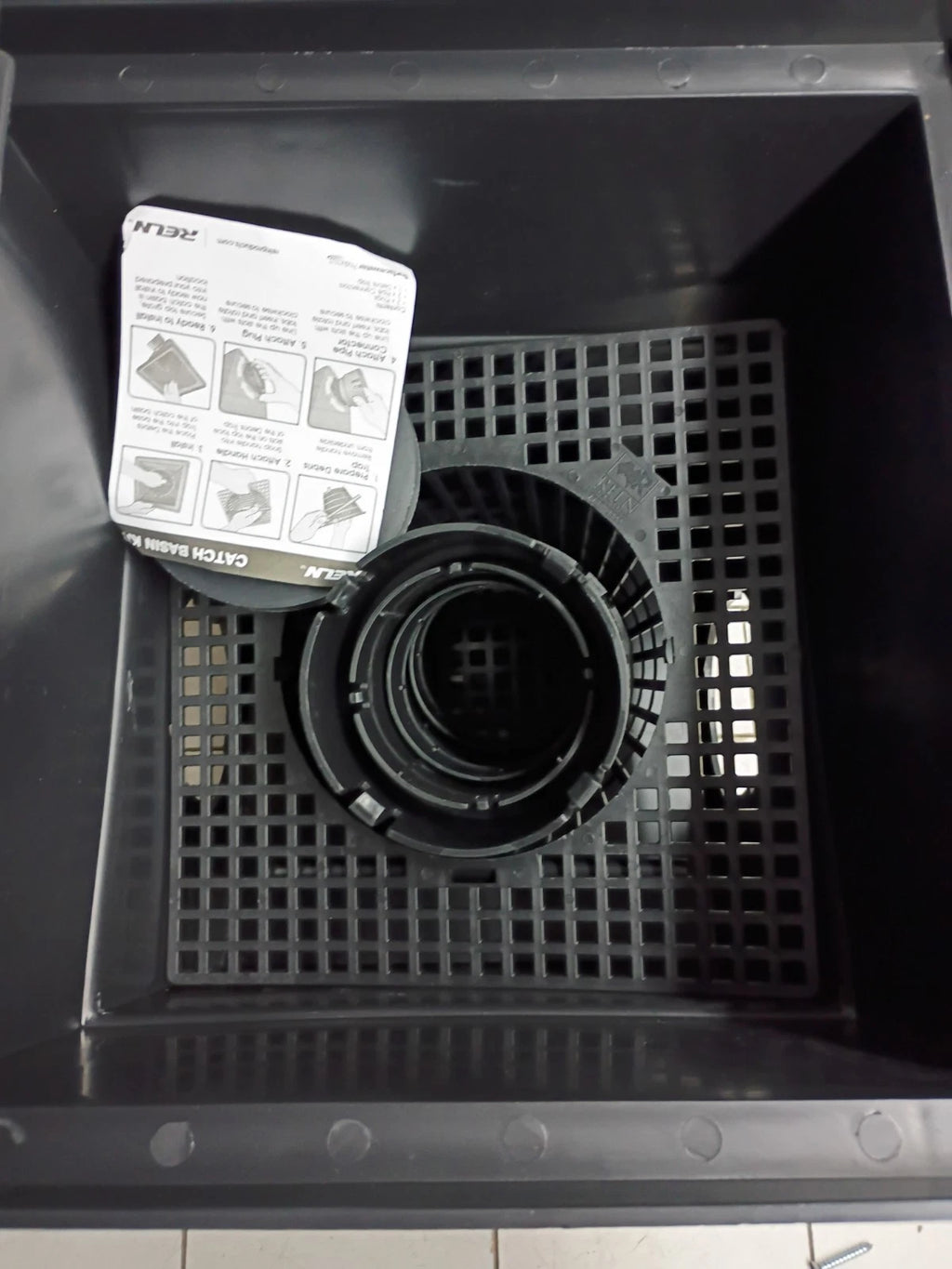 RELN 001028 12" x 12" Catch Basin Kit 5.8 Gal Capacity Fits 3" or 4" SewerDrain