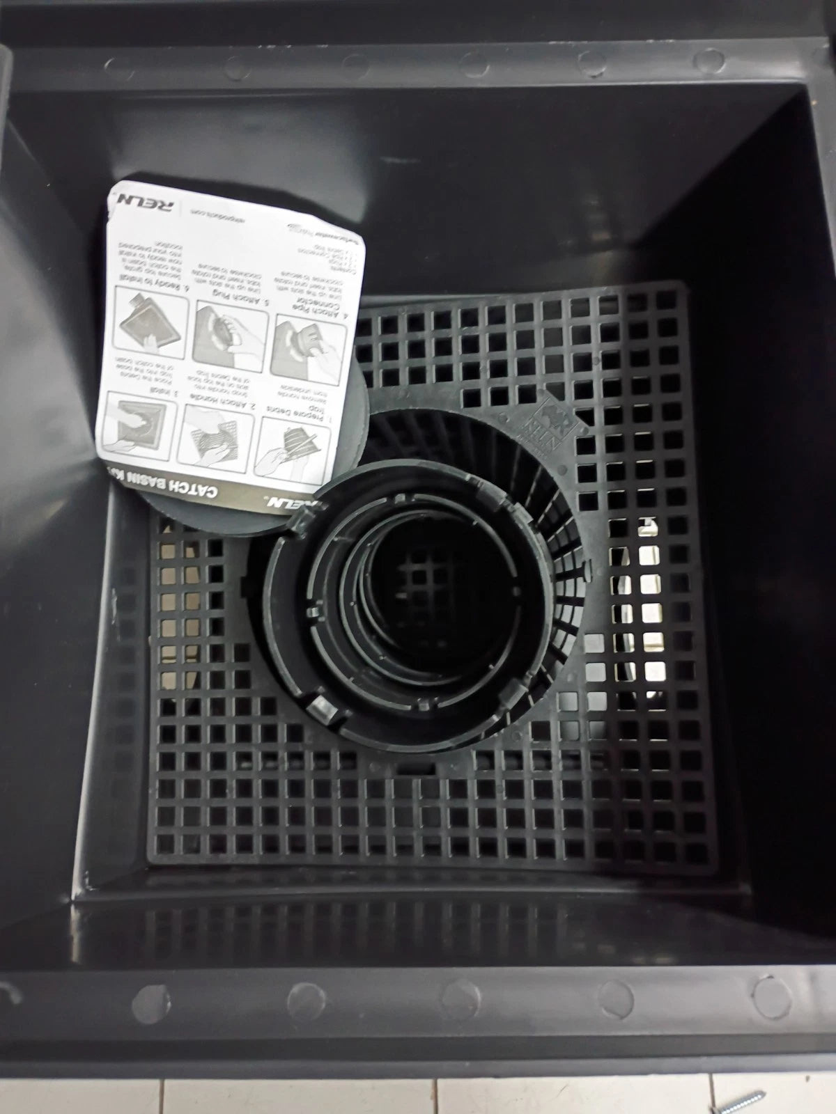 RELN 001028 12" x 12" Catch Basin Kit 5.8 Gal Capacity Fits 3" or 4" SewerDrain