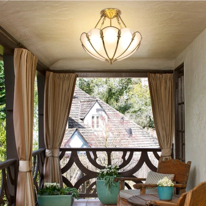 Gold Vintage Ceiling Light, 100-240v Glass Ceiling 4-light Pendant Lighting OB