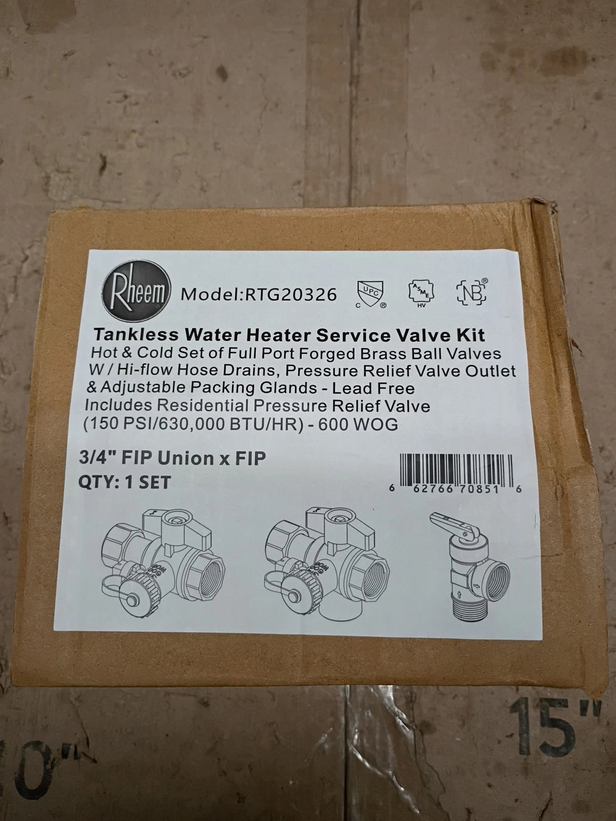 Rheem RTG20326 Brass Service Valves for Tankless Water Heaters, Open Box,