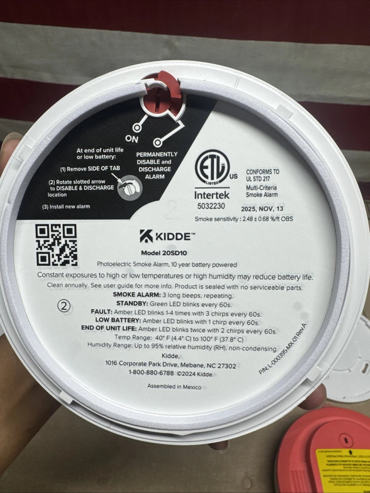 Kidde 20SD10 10-Year Battery Powered Detect Smoke Alarm w/ Photoelectric Sensor