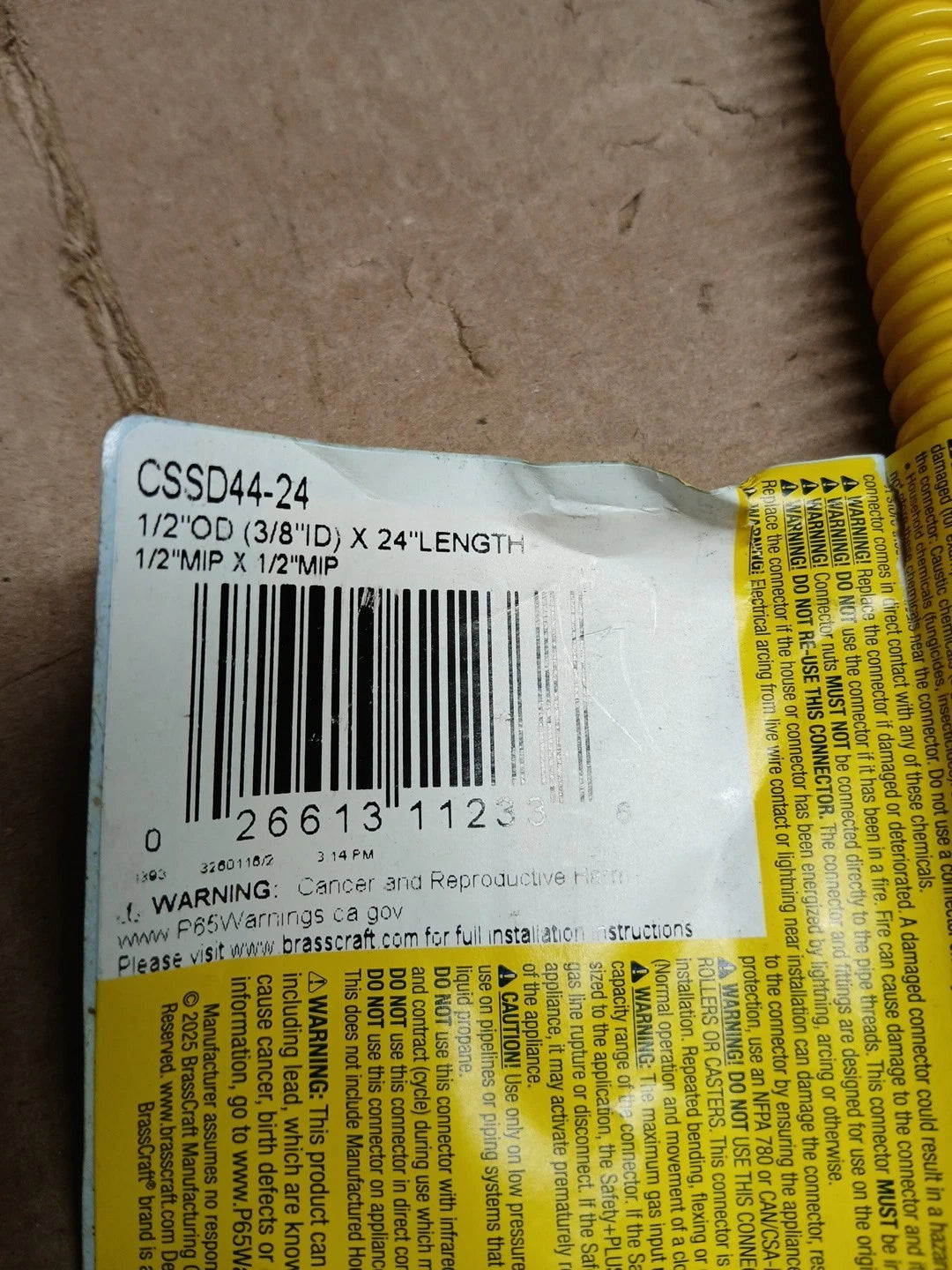 Lot Of 25 Gas Appliance Connector CSSD44-24, SS 1/2"OD (3/8"ID) x 24" 1/2 MIP