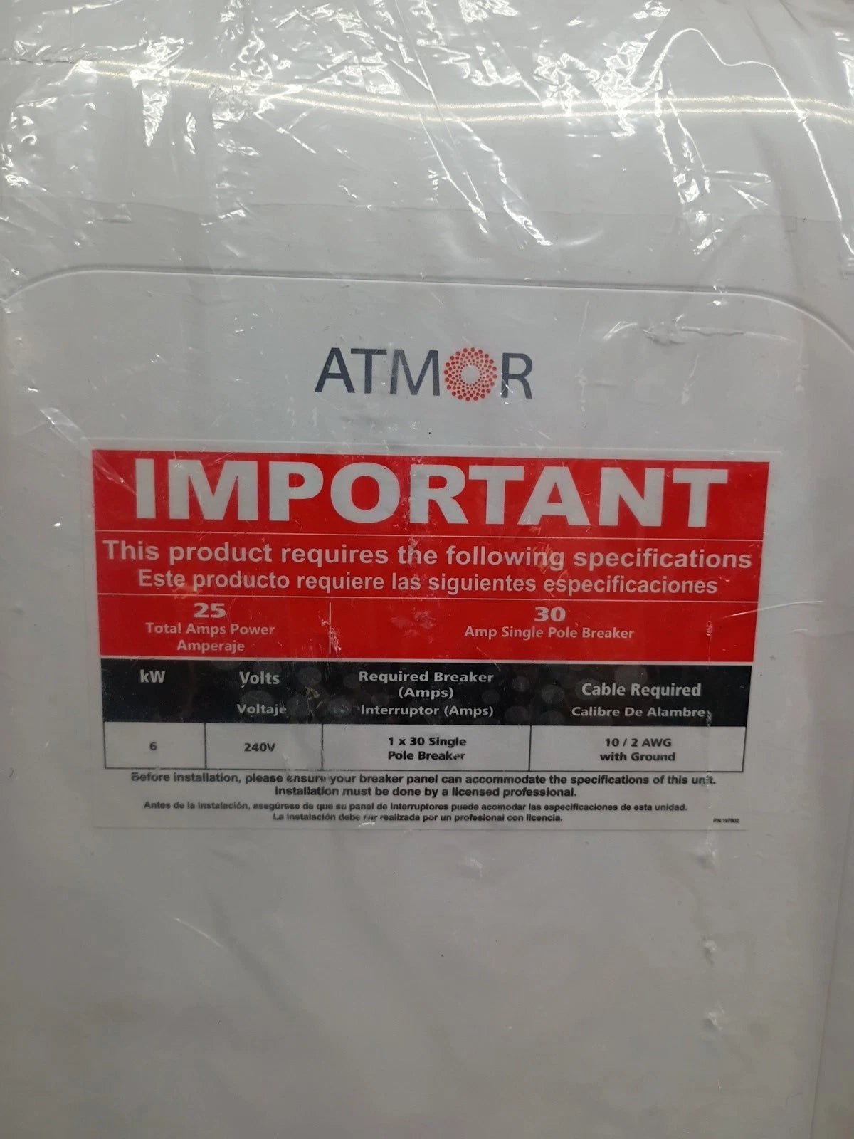 ATMOR6,000-Watt Electric Tankless Water Heater Shower System.