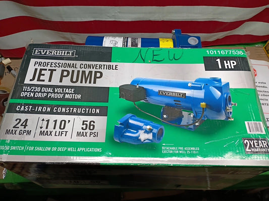 Everbilt HDCWJ10, 1 HP Professional Convertible Jet Pump, 24 GPM, NEW OPEN BOX,