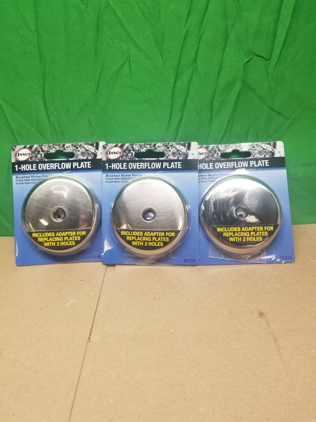 LOT OF 3 DANCO 89235 SINGLE HOLE BATHTUB DRAIN OVERFLOW PLATE IN BRUSHED NICKEL