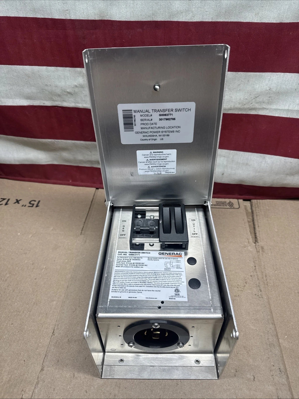 Generac Model#: G0063771 30-Amp 1-2 Circuit Manual Transfer SwitchBase